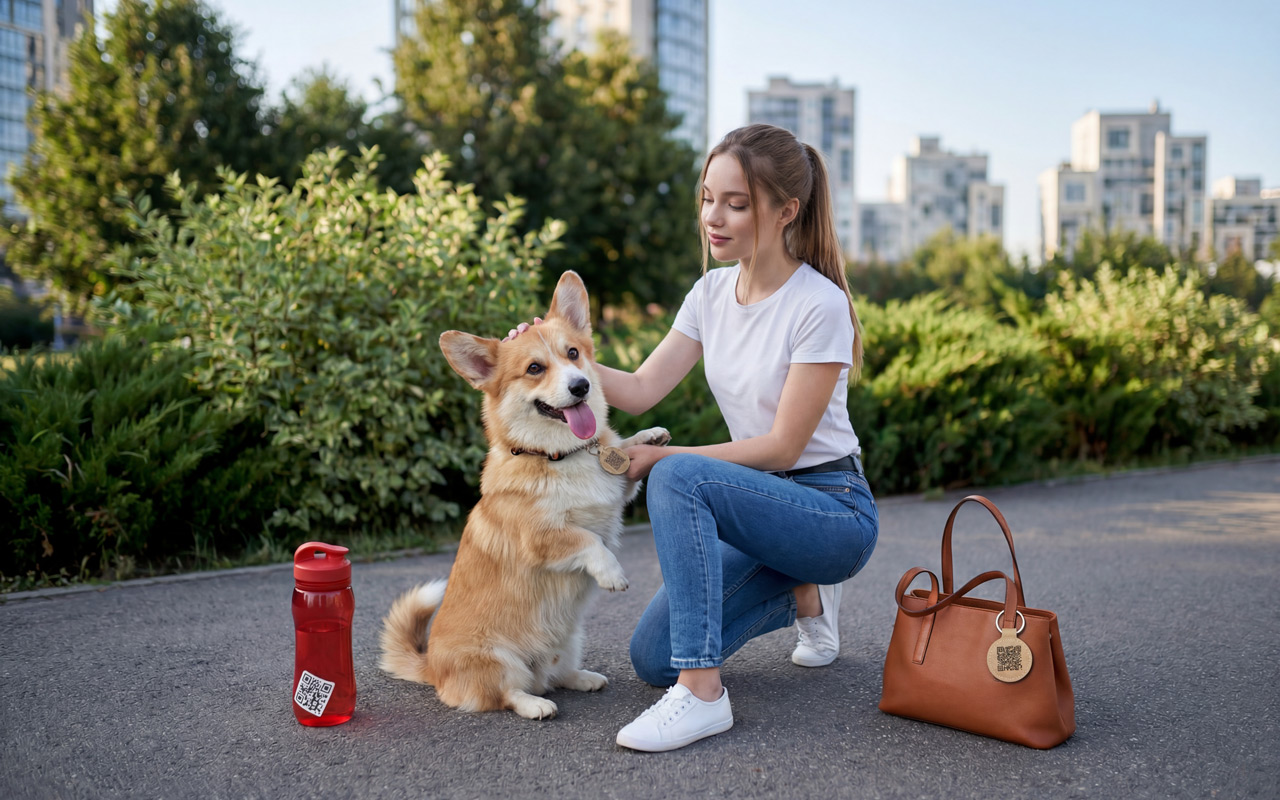 Разместите наклейки или брелки “Найди” на своих вещах или питомцах