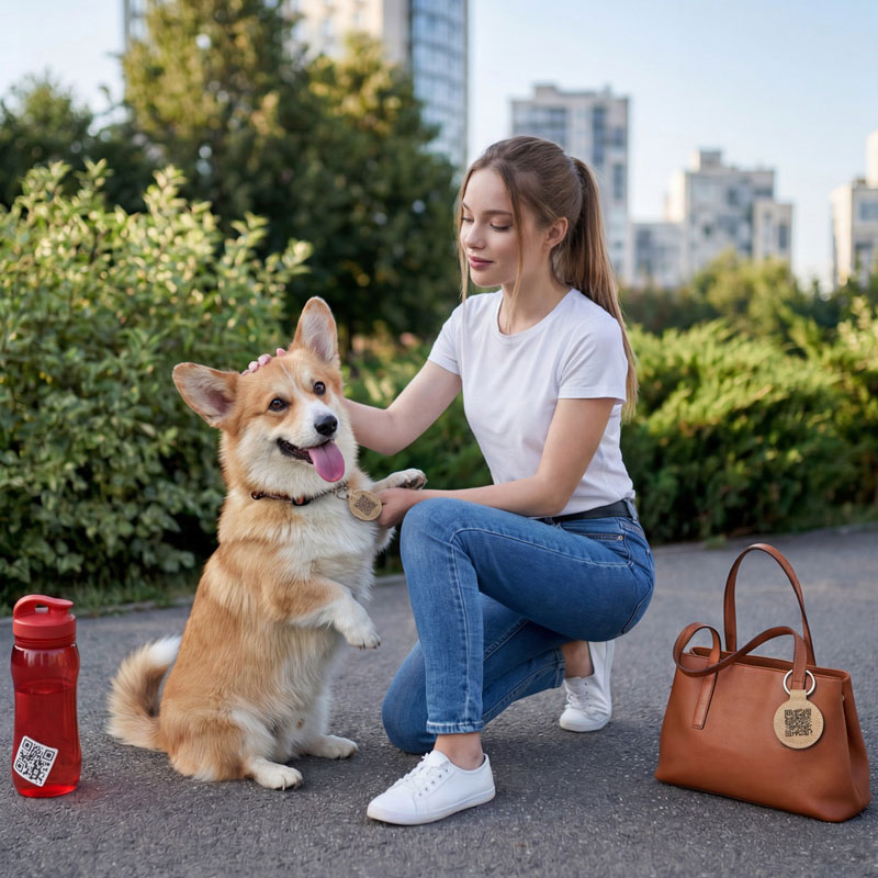 Разместите наклейки или брелки “Найди” на своих вещах или питомцах